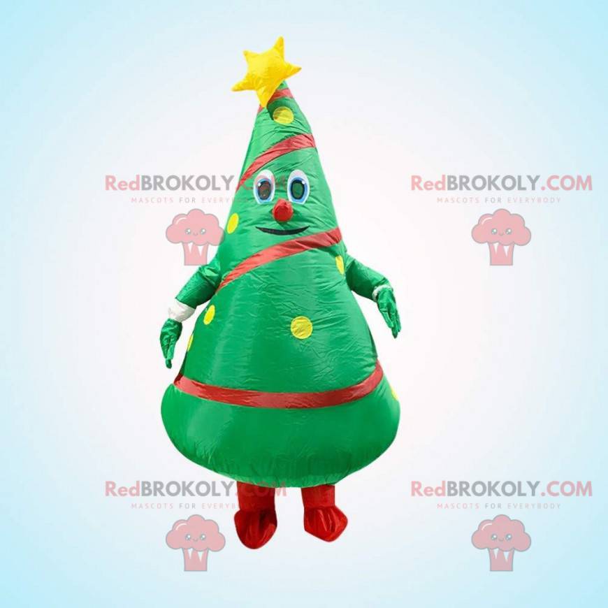 Mascota inflable del árbol de Navidad verde, traje del árbol de