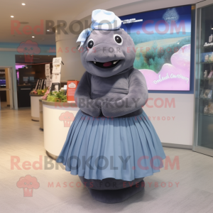 nan Stellar'S Sea Cow mascot costume character dressed with a Pleated Skirt and Caps