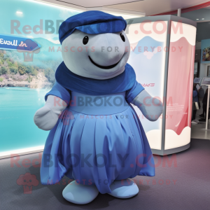 nan Stellar'S Sea Cow mascot costume character dressed with a Pleated Skirt and Caps