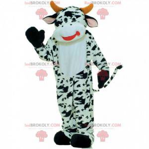 Mascotte de vache blanche et noire, costume de vachette -