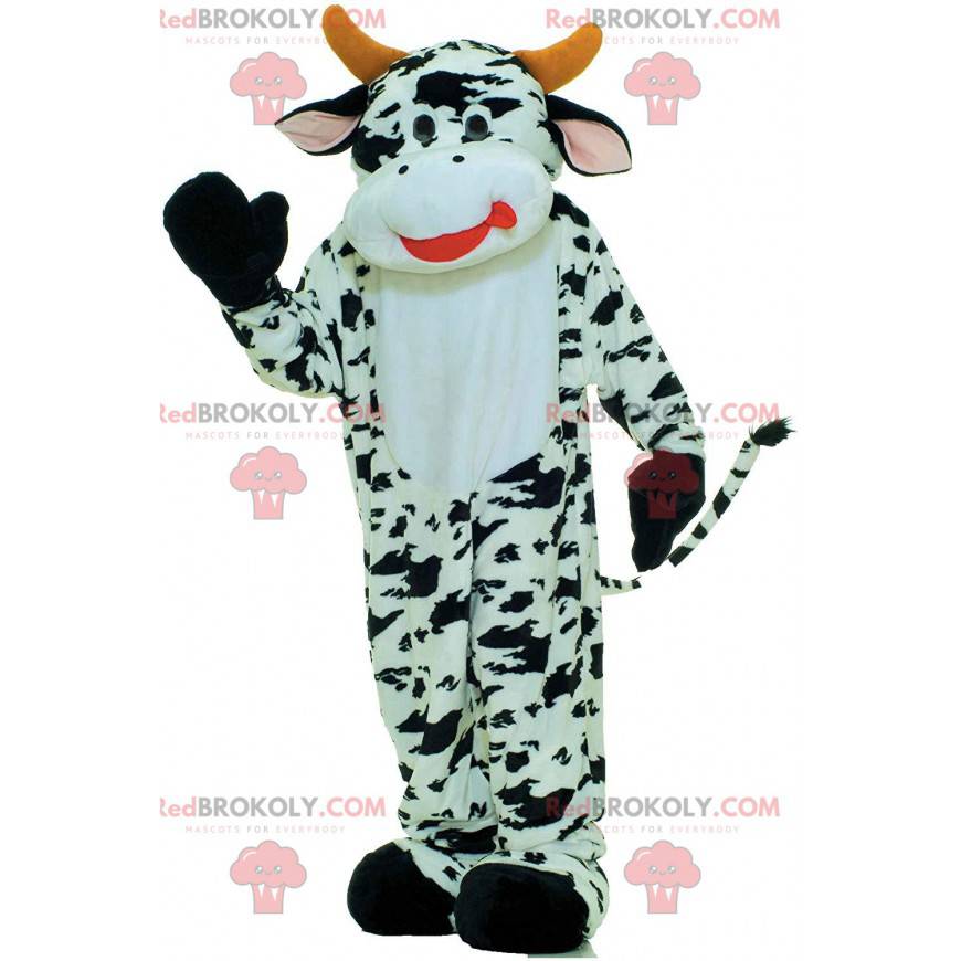 Mascotte mucca bianca e nera, costume da mucca - Redbrokoly.com