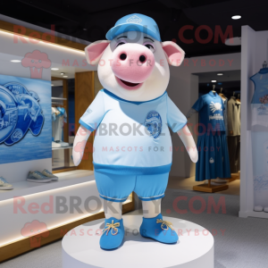 Sky Blue Pig mascotte...