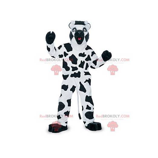 Mascotte de vache blanche et noire - Redbrokoly.com