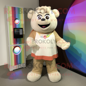 Beige Rainbow mascot costume character dressed with a Long Sleeve Tee and Belts