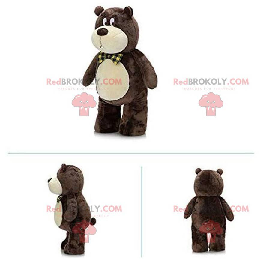 Mascotte bruine en beige teddybeer, schattig berenkostuum -