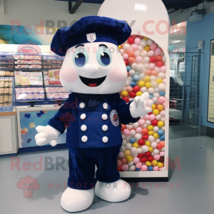 Navy Candy mascot costume character dressed with a Cover-up and Hats