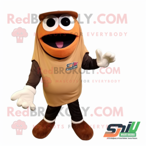 Brown Zucchini mascot costume character dressed with a Baseball Tee and Sunglasses