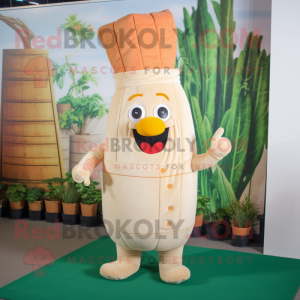 Beige Carrot mascot costume character dressed with a Dungarees and Headbands