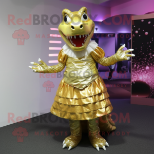 Goud krokodil mascotte...