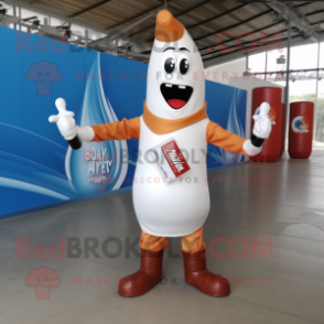 Rust Bottle Of Milk mascot costume character dressed with a Flare Jeans and Tote bags