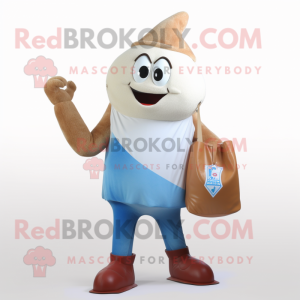 Rust Bottle Of Milk mascot costume character dressed with a Flare Jeans and Tote bags