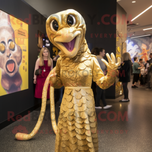 Guld Python maskot kostym...