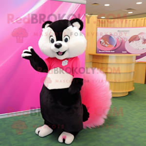 Pink Skunk maskot kostume...