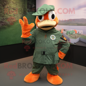 Oransje grønn Beret maskot...