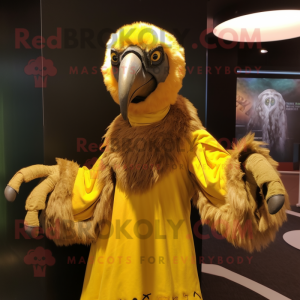 Yellow Vulture mascot costume character dressed with a Blouse and Wraps