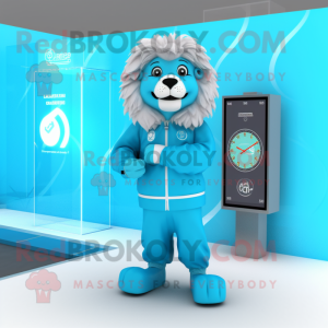 Cyan Lion mascotte kostuum...