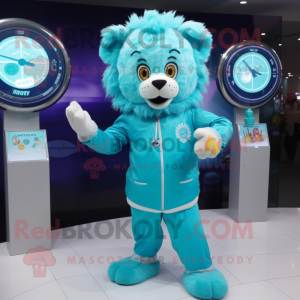 Cyan Lion mascotte kostuum...