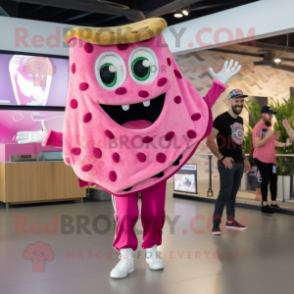 Pink Nachos mascot costume character dressed with a Joggers and Cummerbunds