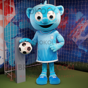 Cyan Soccer Goal maskot...