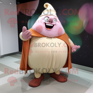 Peach Ogre mascot costume character dressed with a Leggings and Shawls