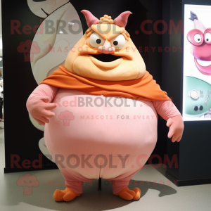 Peach Ogre mascot costume character dressed with a Leggings and Shawls