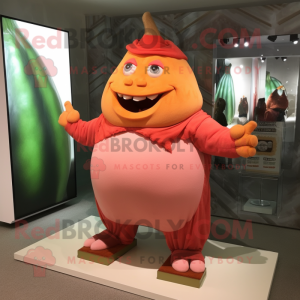 Peach Ogre mascot costume character dressed with a Leggings and Shawls