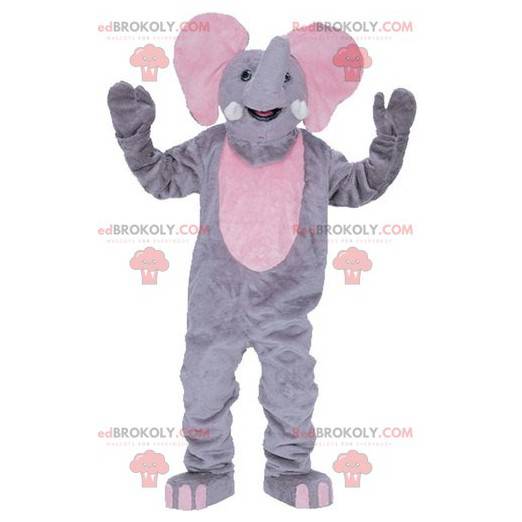 Mascote elefante gigante cinza e rosa - Redbrokoly.com
