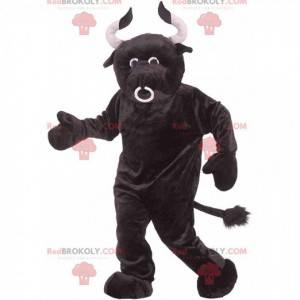 Bull maskot med stora horn, gård kostym - Redbrokoly.com