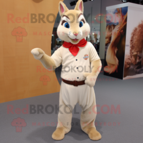 Beige Squirrel mascot costume character dressed with a Skinny Jeans and Cummerbunds