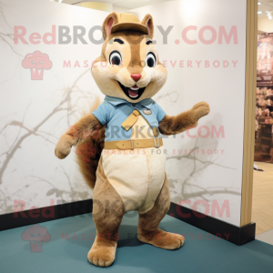 Beige Squirrel mascot costume character dressed with a Skinny Jeans and Cummerbunds