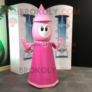 Pink Hourglass mascot costume character dressed with a Sheath Dress and Shawl pins