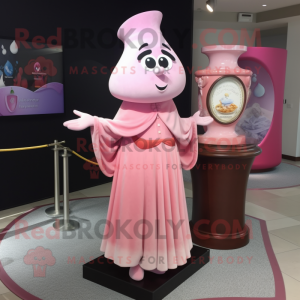 Pink Hourglass mascot costume character dressed with a Sheath Dress and Shawl pins