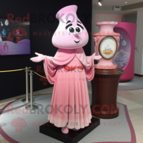 Pink Hourglass mascot costume character dressed with a Sheath Dress and Shawl pins