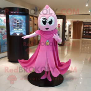 Pink Hourglass mascot costume character dressed with a Sheath Dress and Shawl pins