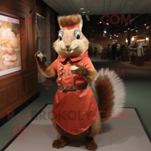 Rust Squirrel mascot costume character dressed with a Sheath Dress and Cummerbunds