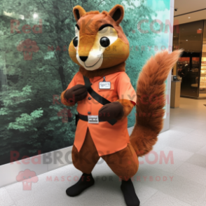 Rust Squirrel mascot costume character dressed with a Sheath Dress and Cummerbunds