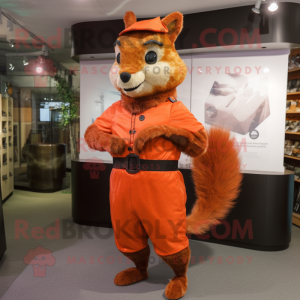 Rust Squirrel mascot costume character dressed with a Sheath Dress and Cummerbunds