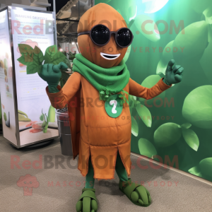 Rust Beanstalk mascot costume character dressed with a Cover-up and Sunglasses