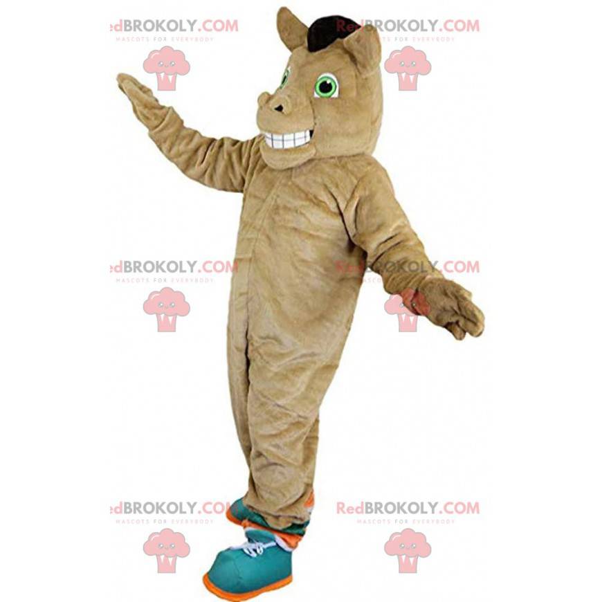 Maskot hnědého koně, kostým jezdeckého centra - Redbrokoly.com Maskot hnědého koně, kostým jezdeckého centra - Redbrokoly.com