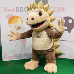 Beige Stegosaurus maskot...