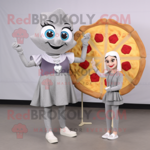 Grey Pizza Slice maskot...