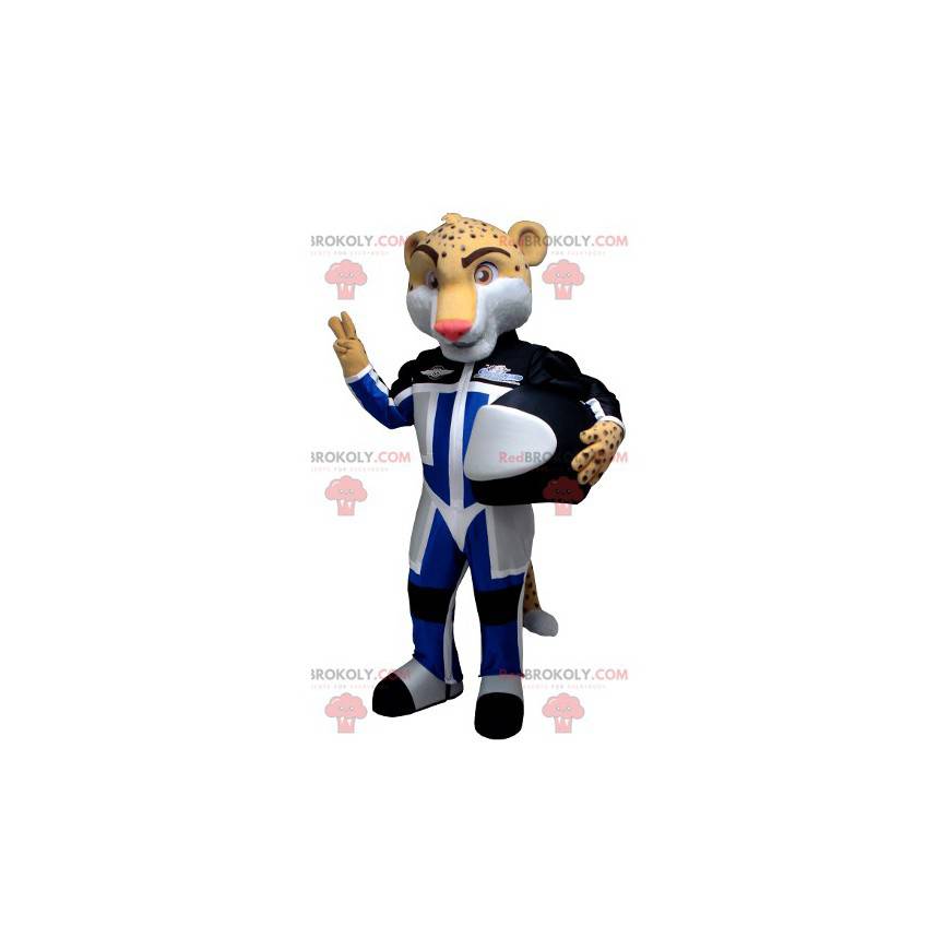 Leopard tiger mascot in pilot outfit - Redbrokoly.com