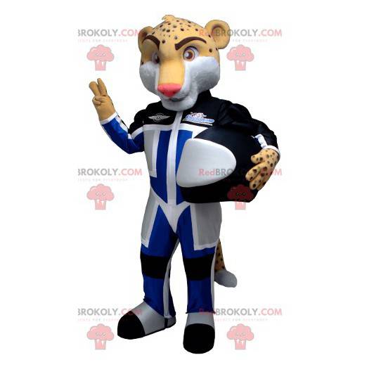 Mascotte tigre leopardo in abito da pilota - Redbrokoly.com