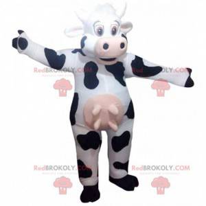 Mascotte de vache blanche et noire, costume de vachette -