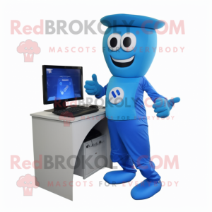 Blå Computer maskot kostume...