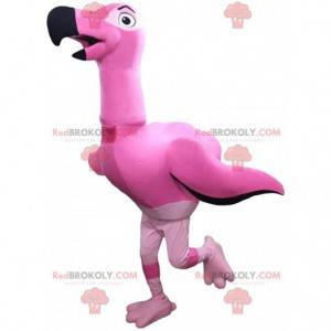 Mascote flamingo gigante, grande fantasia de pássaro rosa -