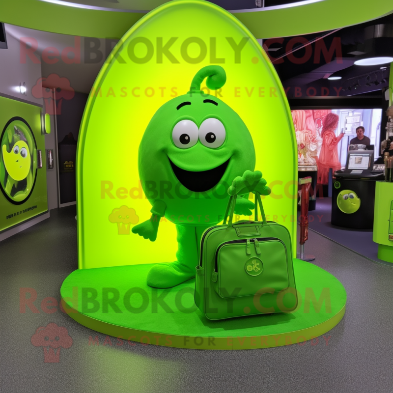 Lime Green Horseshoe mascot costume character dressed with a Cover-up and Handbags Lime Green Horseshoe mascot costume character dressed with a Cover-up and Handbags