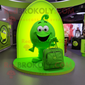 Lime Green Horseshoe mascot costume character dressed with a Cover-up and Handbags