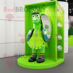 Lime Green Horseshoe mascot costume character dressed with a Cover-up and Handbags