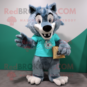 Turquoise Say Wolf mascotte...